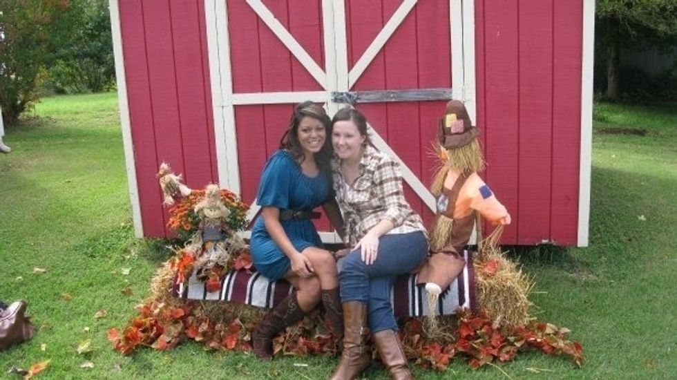 Hay bales and a storage barn made a great photo op.