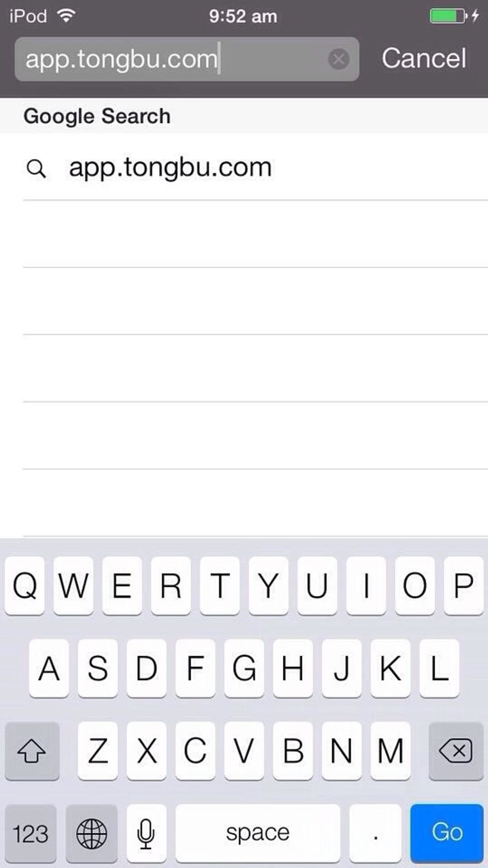 Head over to Safari or google and type in the url bar, app.tongbu.com