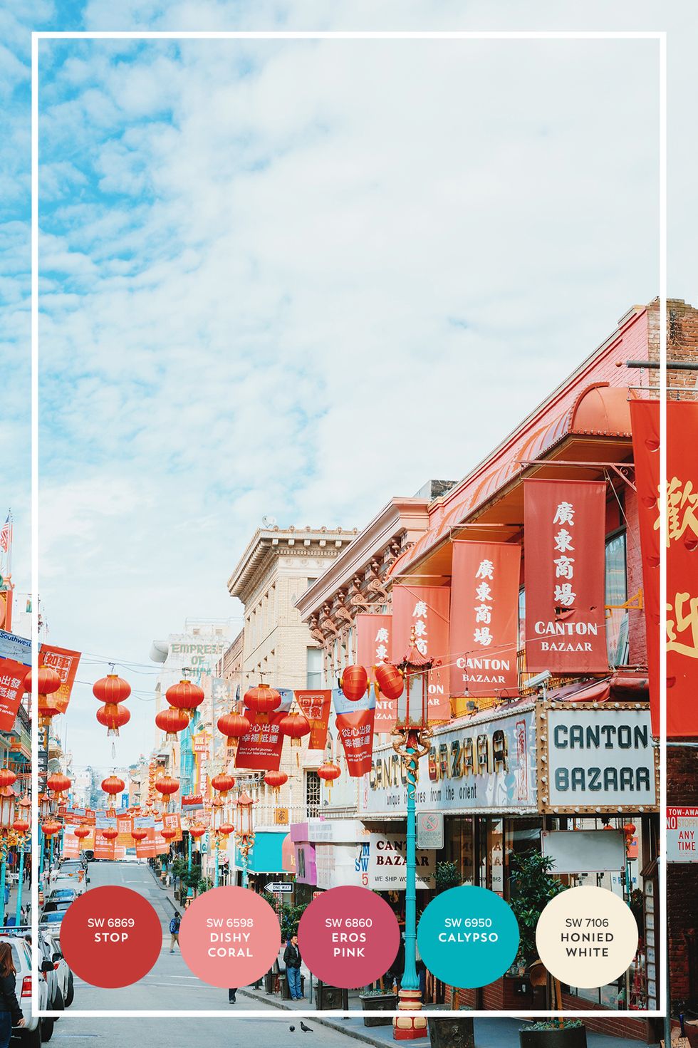 Head to bustling Chinatown. With its vivid colors, buzzing streets, and strings of celebratory lanterns up all year round, Chinatown is a must for color inspo.