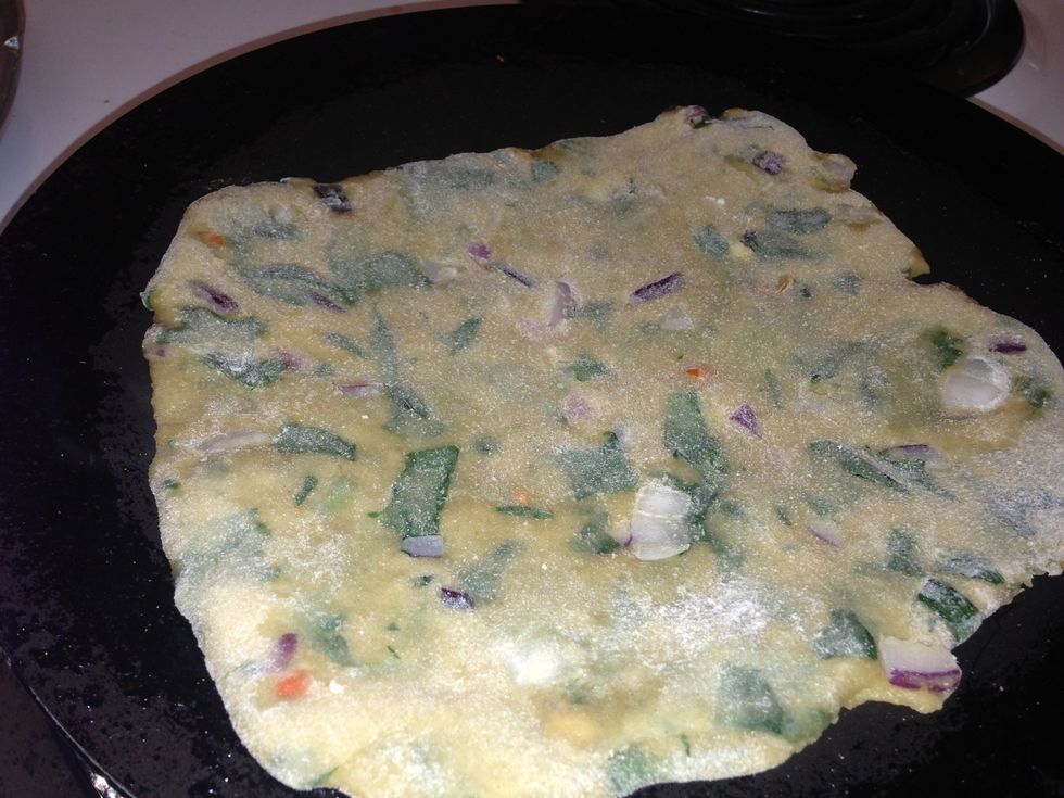 Heat a pan and Get to cooking :) once you see that the bread is bubbling