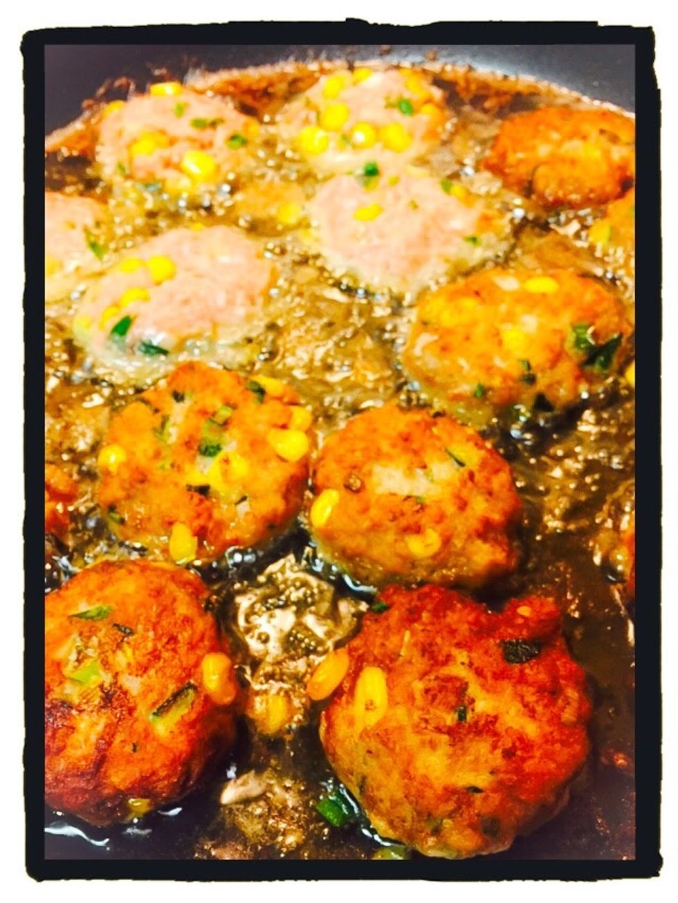 Heat canola oil in heavy pan. Form parties and fry on both sides till ready. For more healthier version you can bake the patties in the oven