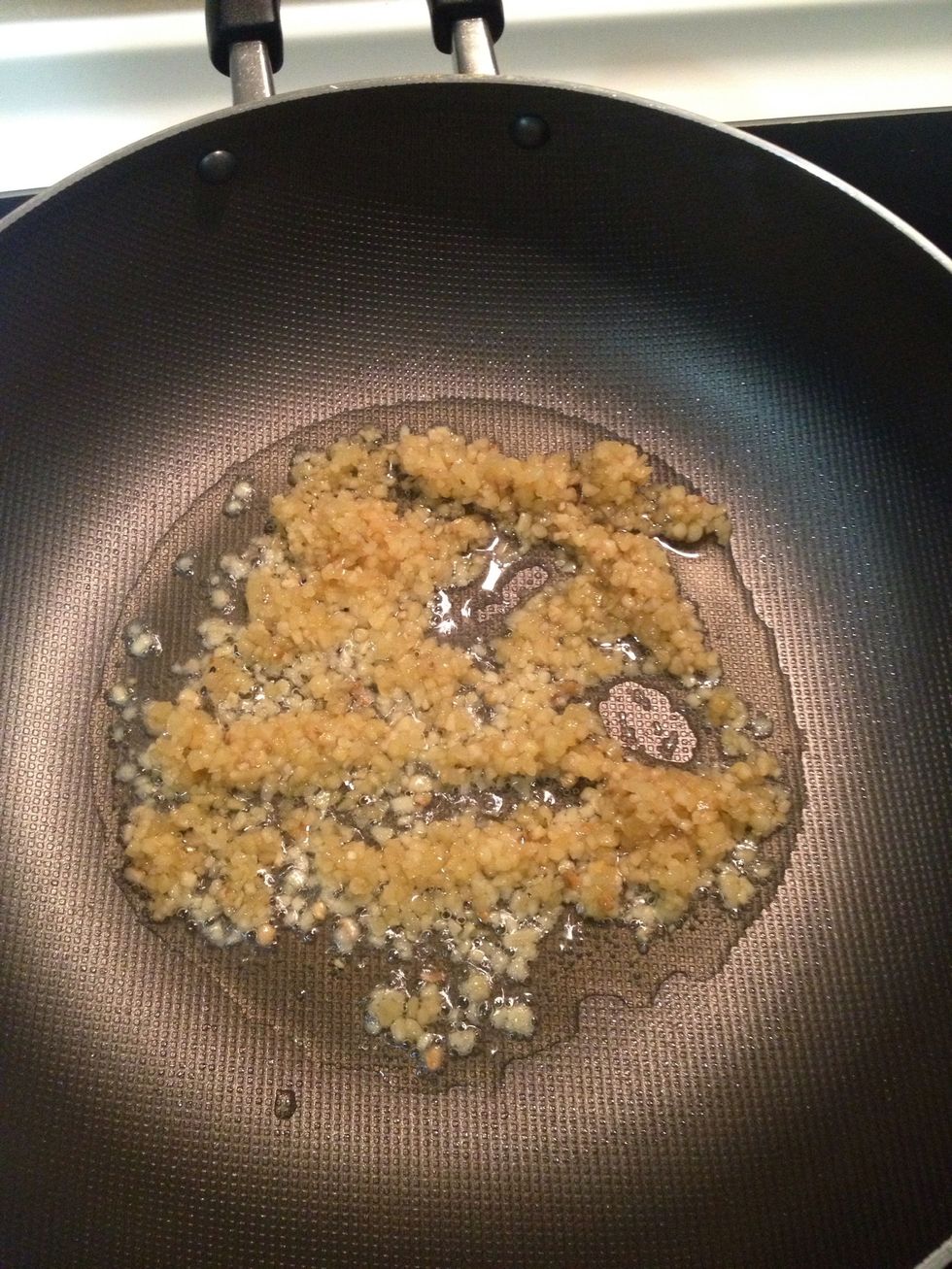 Heat cooking oil in a pan. Add 3 tablespoon of garlic. The more the merrier. 3 tbsp is consider very garlicky for 2 person. \ud83d\ude1d