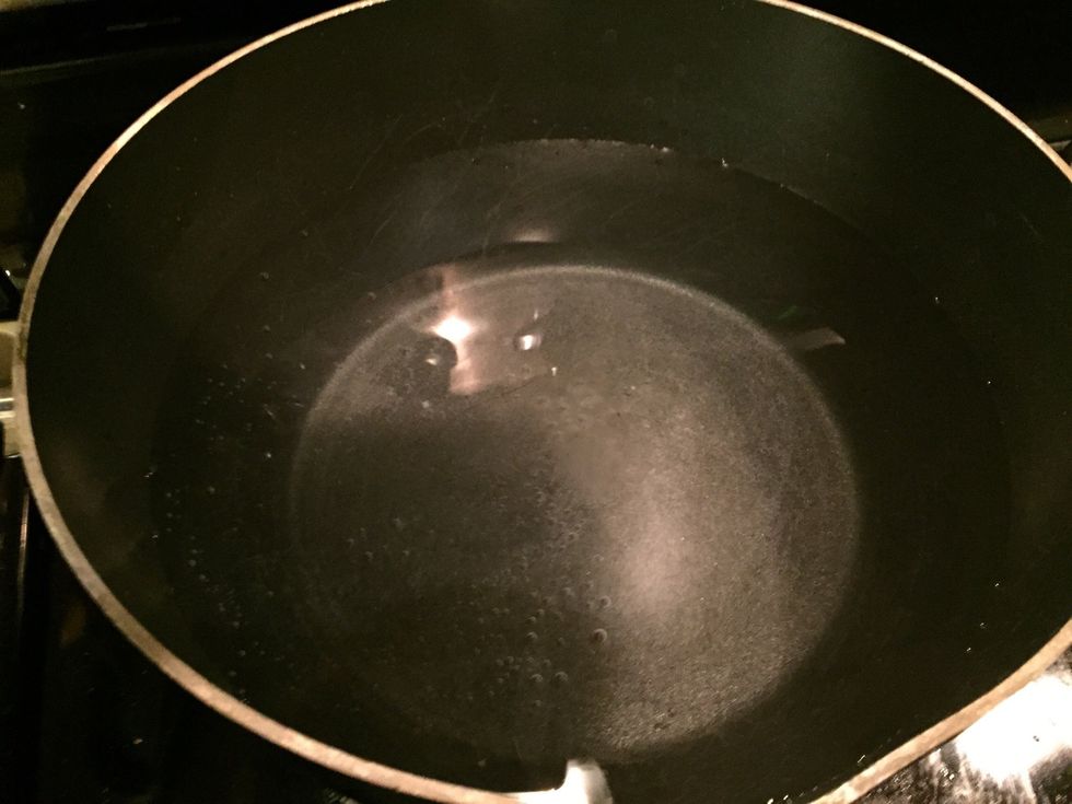 Heat heavily salted pot of water for pasta.