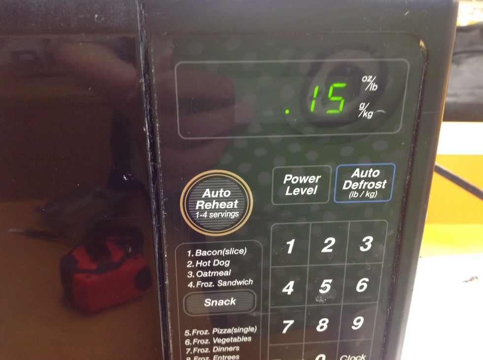 Heat in 15 second increments until it is completely melted.