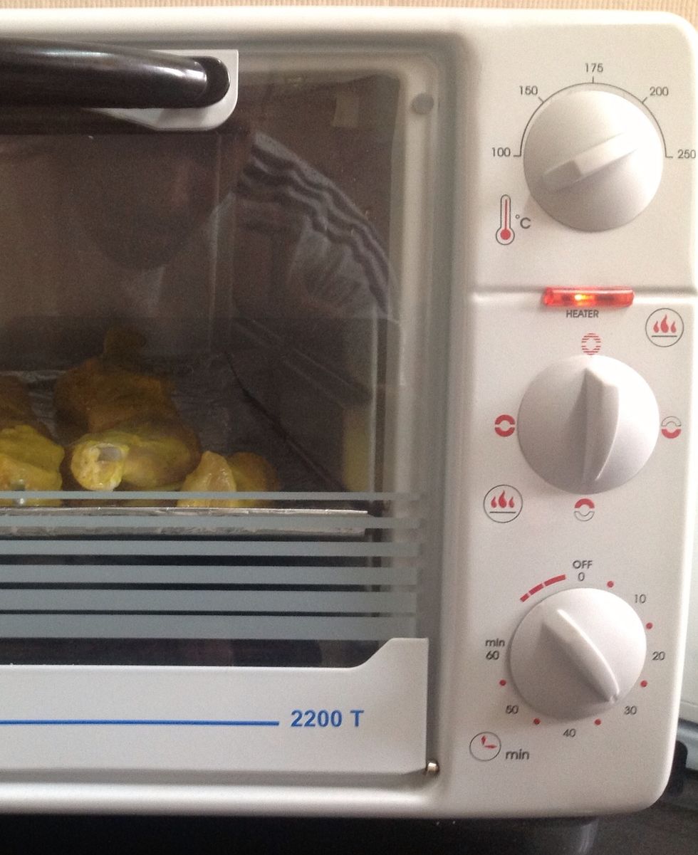 Heat it at 240 degrees for about 30 minutes.