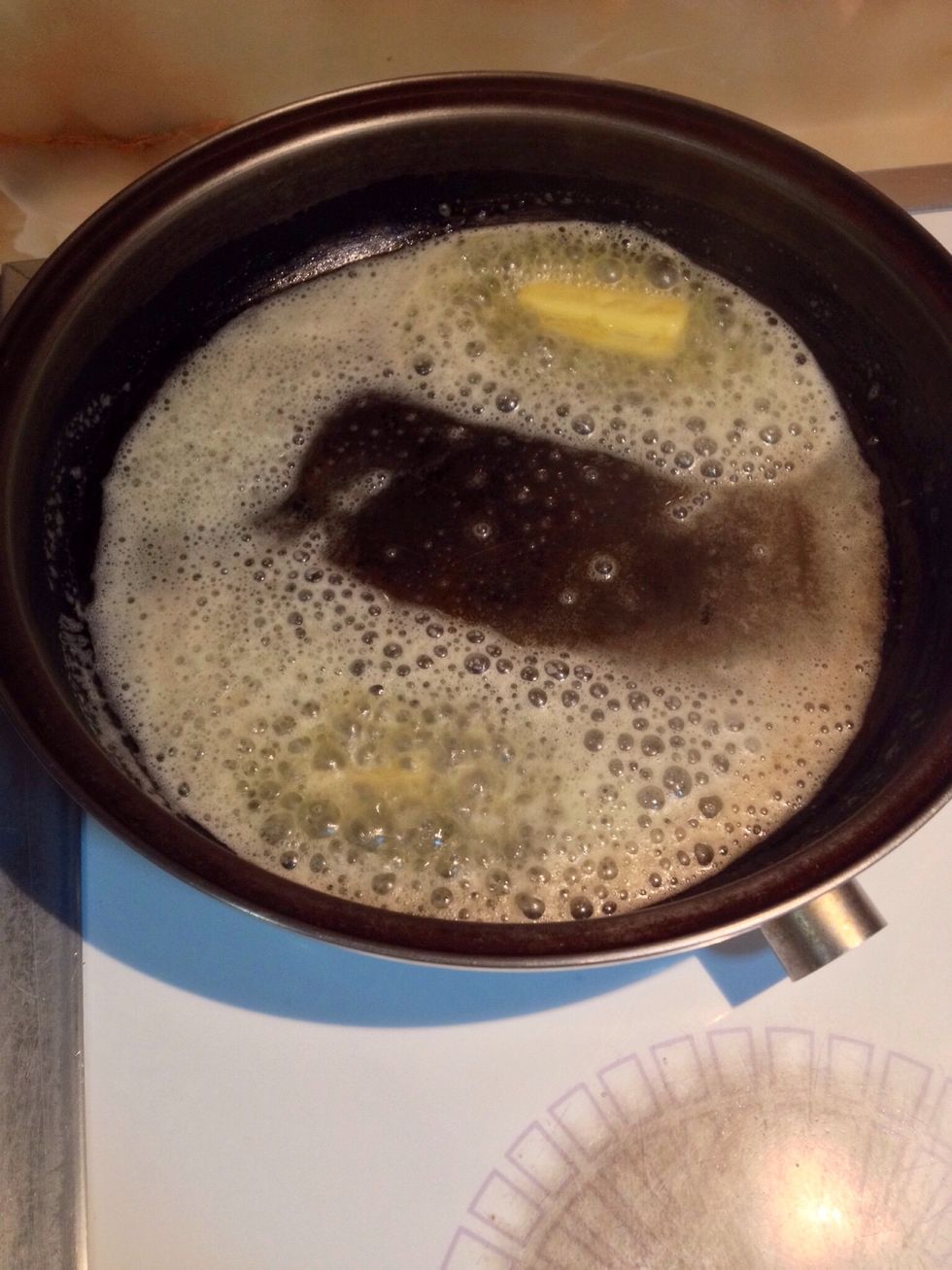 Heat large skillet over medium heat, then add 1 tablespoon butter.