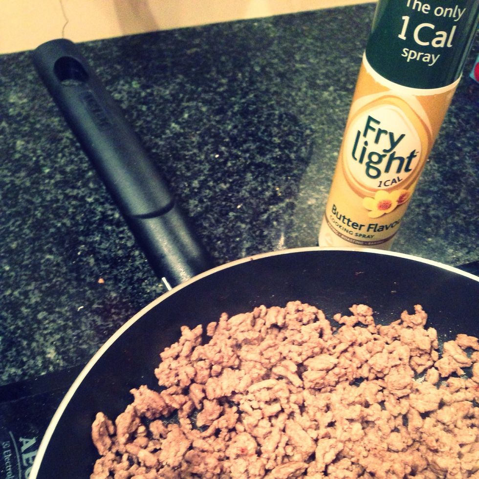 Heat meat in the pan with fry light