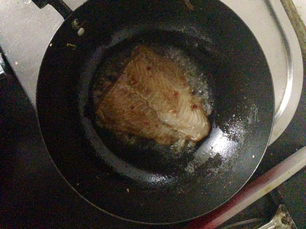 Heat oil in a pan (medium heat) and pan fry the fillet on both sides till its cooked