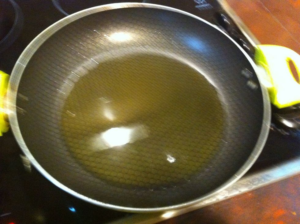 Heat oil in a shallow pan on med high.- test the heat by dropping in a bit of egg wash. If it sizzles, you are ready to go!