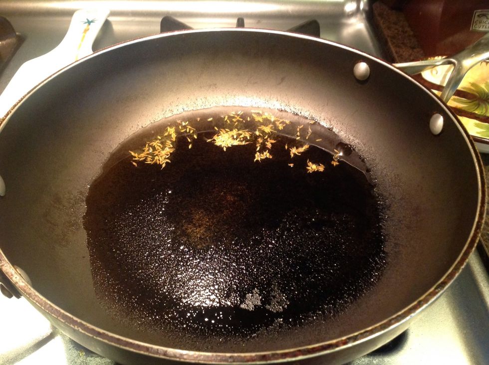 Heat oil in pan. I added cumin seeds to heated oil, but that's optional.