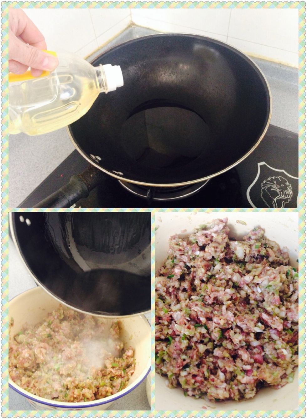 Heat oil, then mix oil in the bowl over high heat. Stir up ~