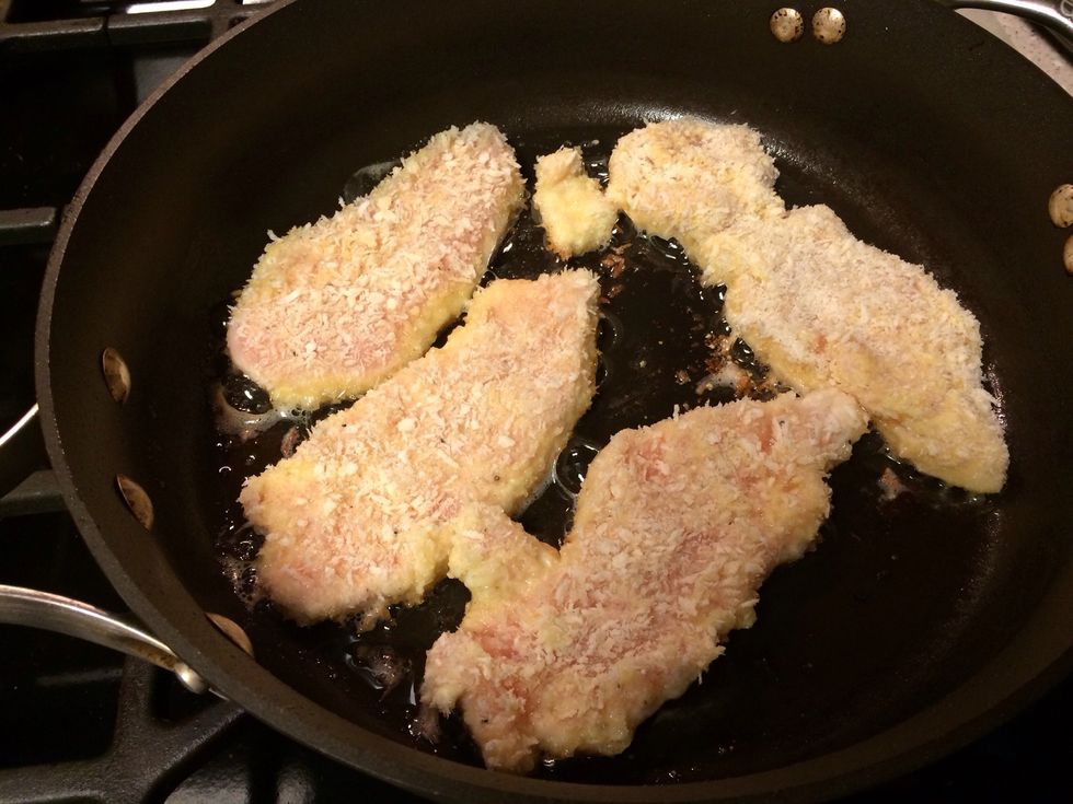 Heat oil to medium heat and fry 4 minutes on each side