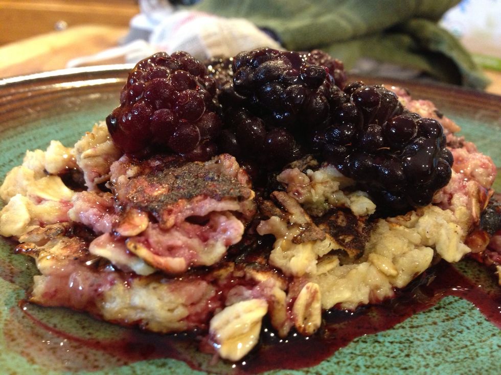 Heat on a griddle until puffy and cooked through, like a regular pancake! Then flip!