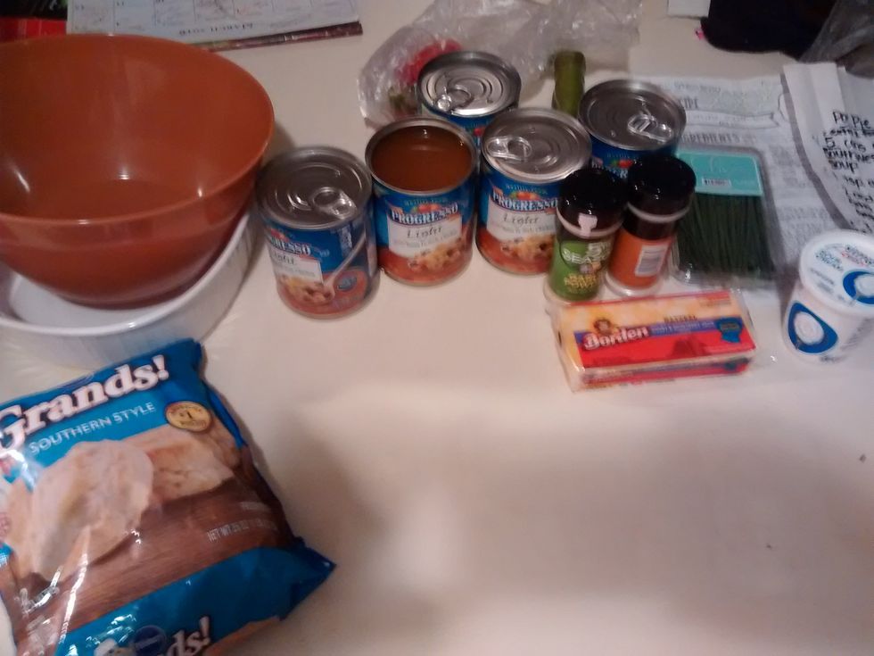 Heat oven to 350 degrees. Gather all ingredients.