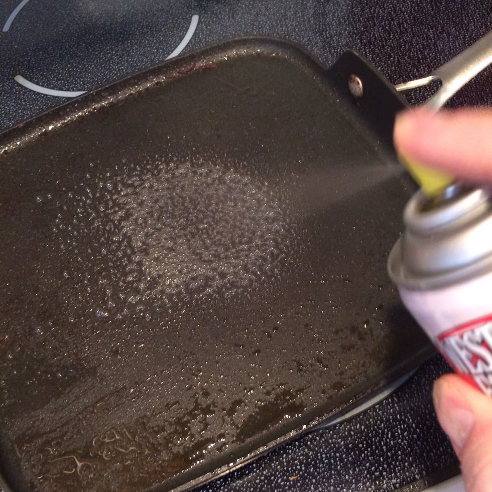 Heat pan to med-high. Spray pan with canola oil spray in the place where the tortilla will be put.