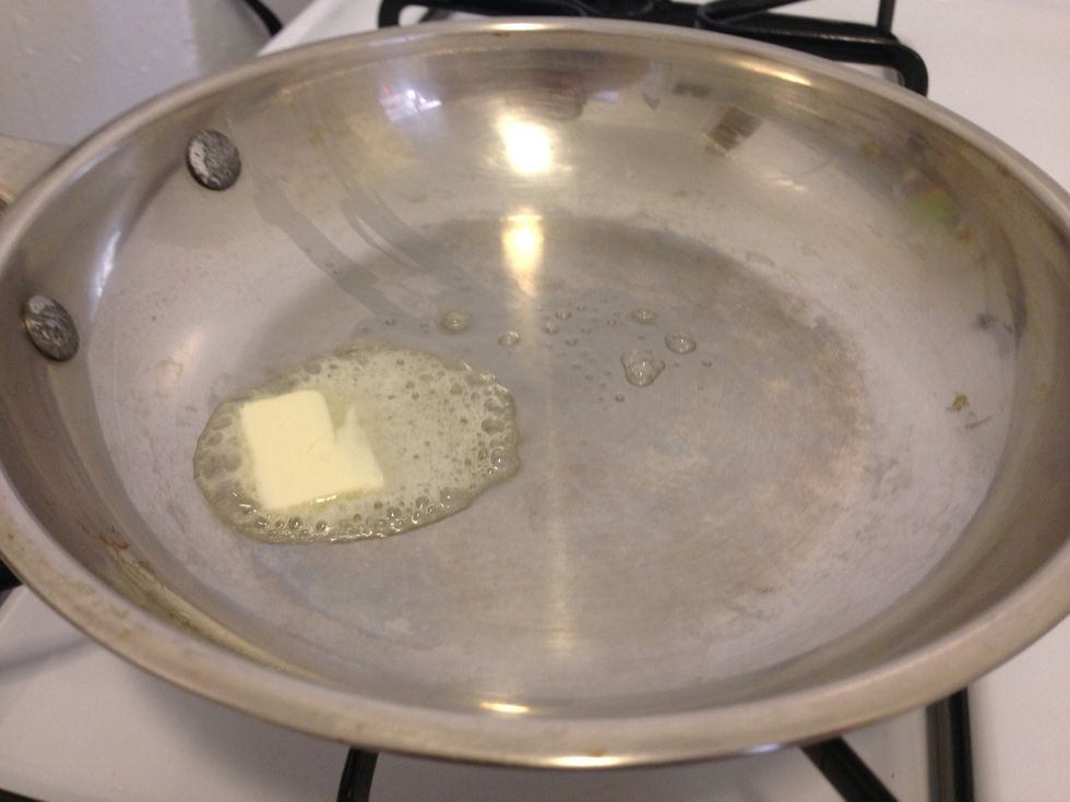 Heat pan to medium high and add butter to pan. Yum!