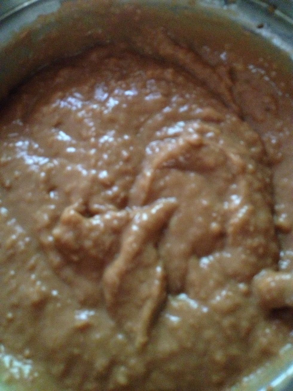 Heat refried beans I've added garlic 1/2 tsp and 1/2 tsp taco seasoning if you like simple then just leave it plain. Also 1/2 tsp salt