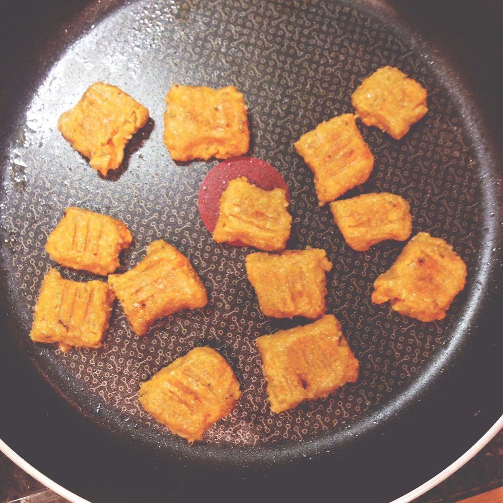 Heat the gnocchi in a pan with fry light until golden.