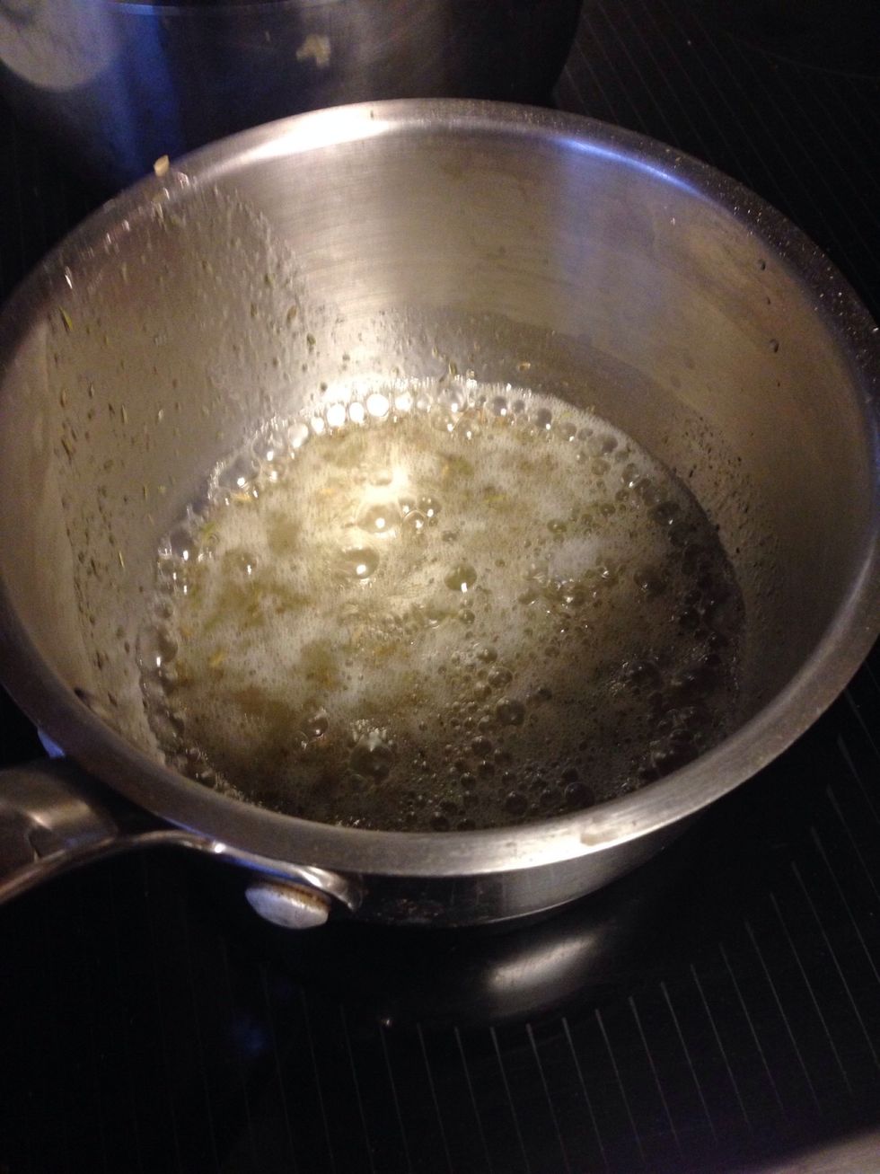 Heat the honey, spices, butter and lemon in a saucepan, when boiling....