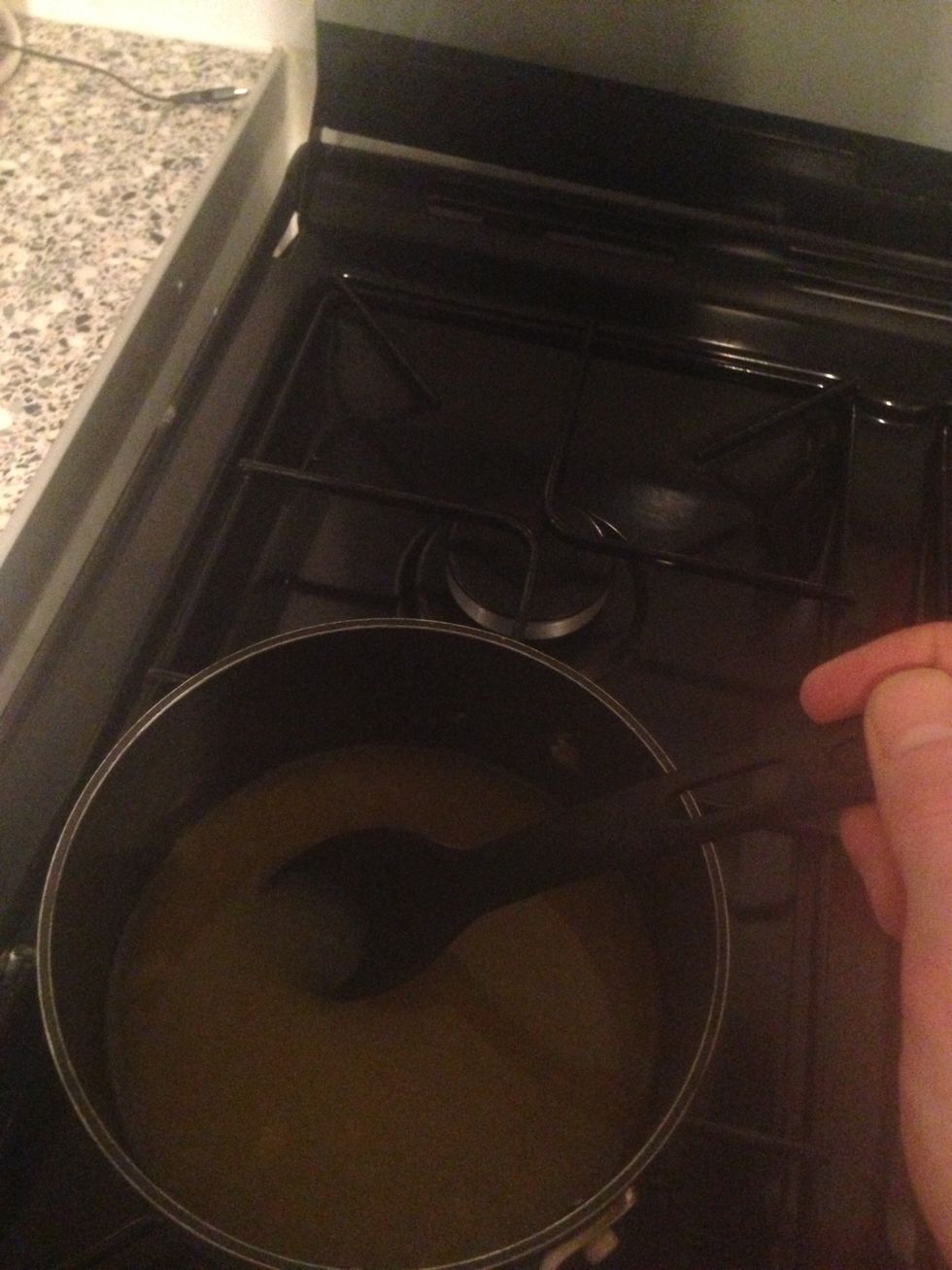 Heat the jelly over a medium heat, stir and wait for the gelatine to dissolve.