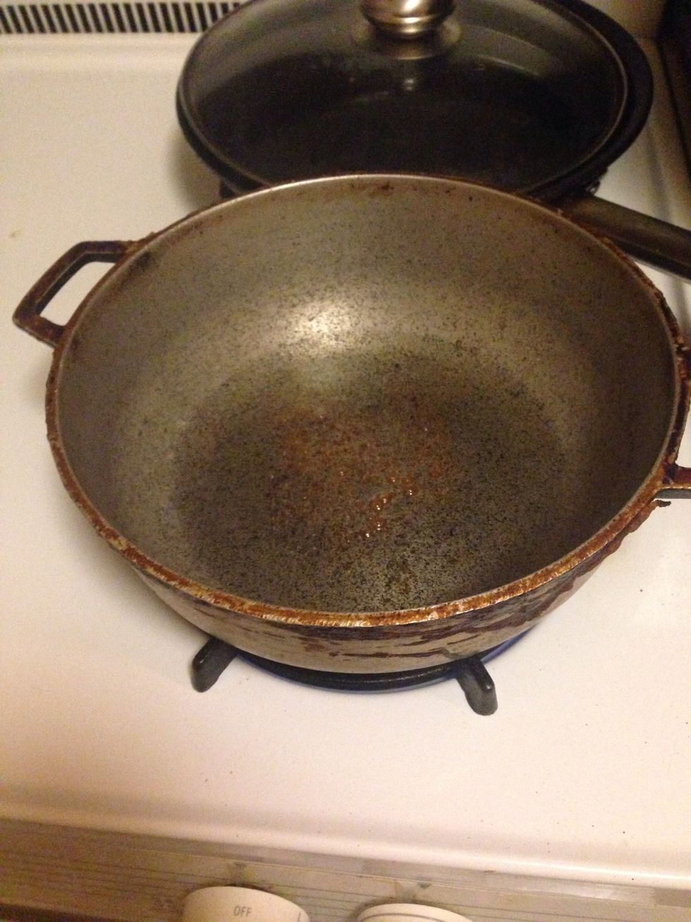 Heat the oil until it sizzles And then add a Pinch Of sugar then add the meat to brown