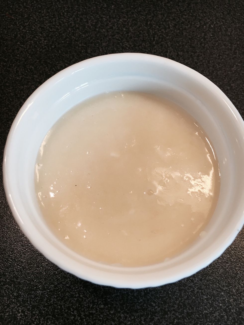 Heat the white chocolate (in the microwave like I did or over a casserole with boiling water)