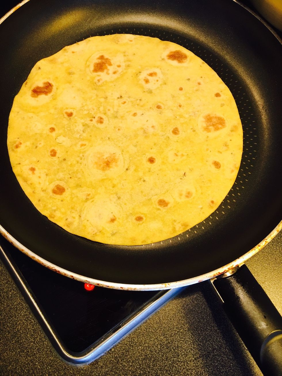 Heat the wrap 1 min on each side on medium high heat or in the microwave for 30 sec.