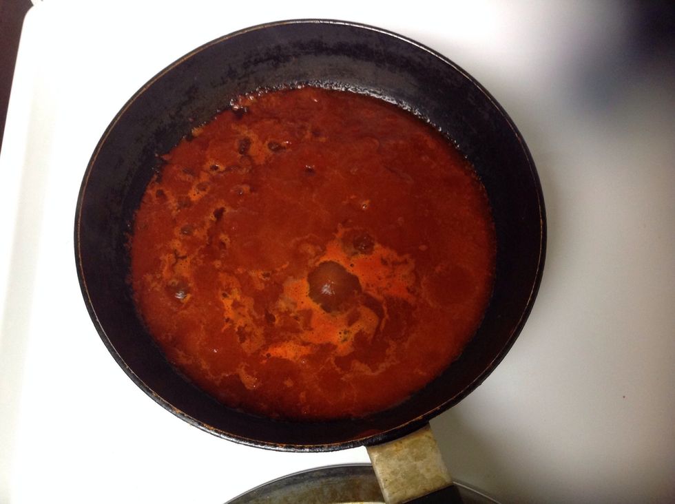 Heat till bubbles then set on low