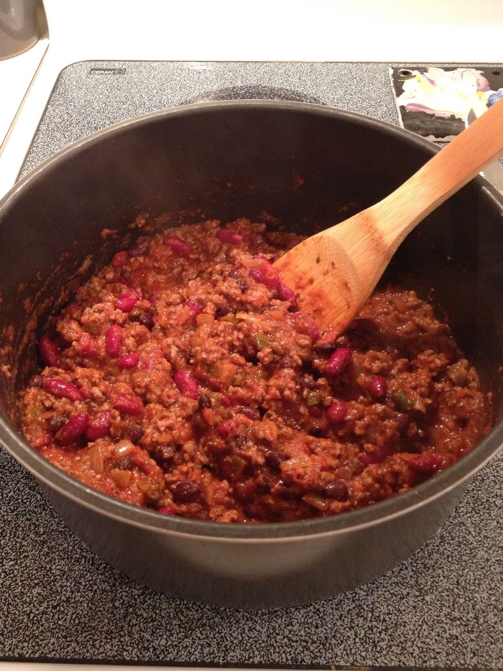 Heat until sauce bubbles, then simmer 30-45 minutes.