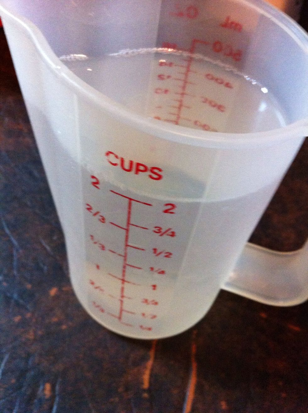 Heat up 2 cups water.