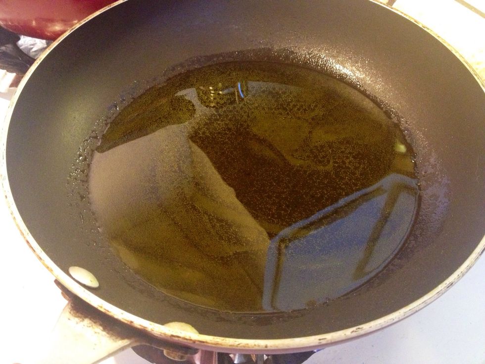 Heat up some olive oil in a frying pan!