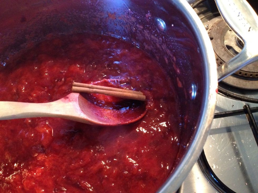 Heat up the pulp and add sugar and cinnamon. You can also use ginger or cloves. Bring to the boil and you are done. Will keep for 2-3 month in the fridge.