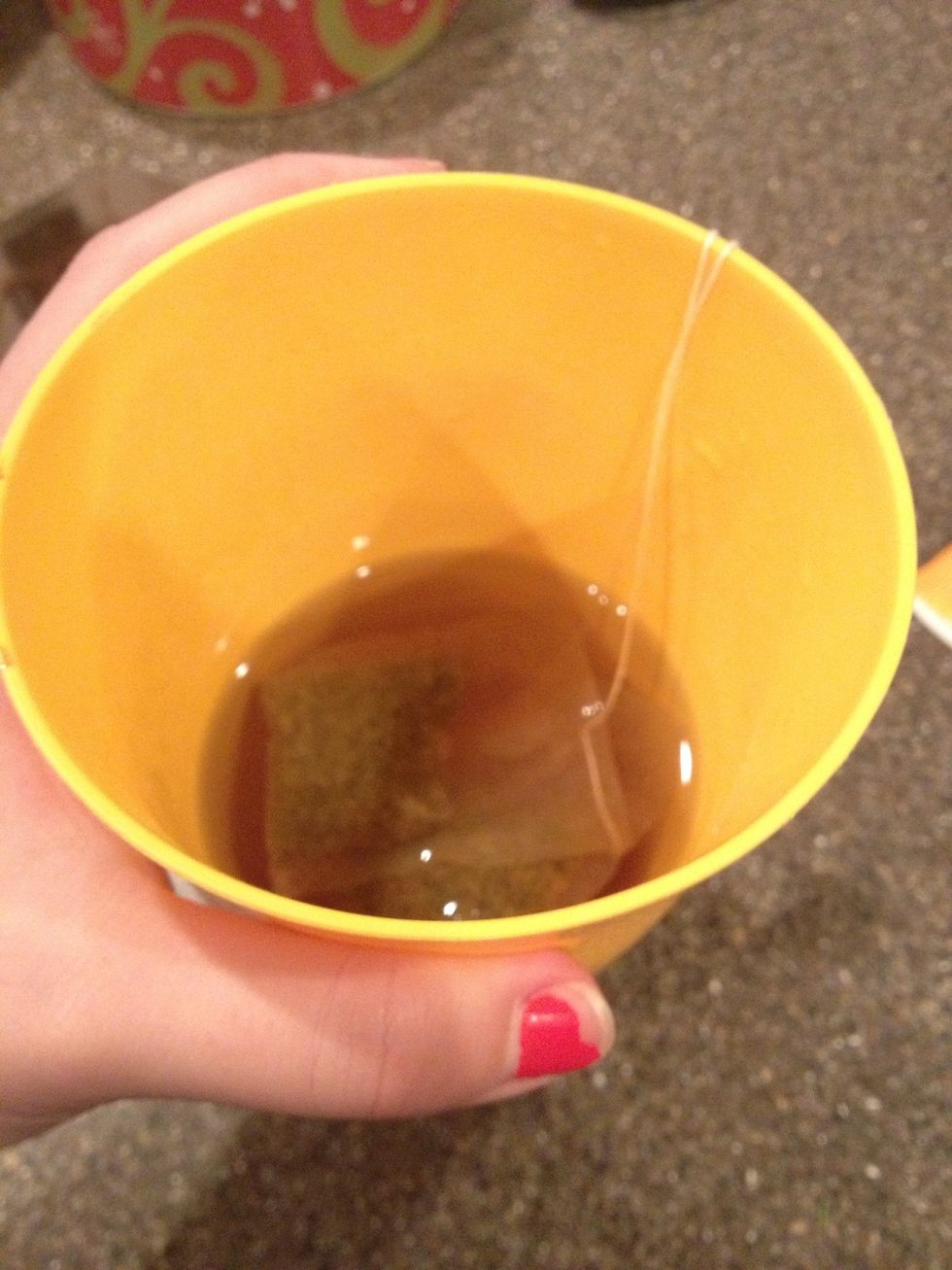 heat up water and place tea bags in water. Set to the side to steep. (the stronger the tea the better)