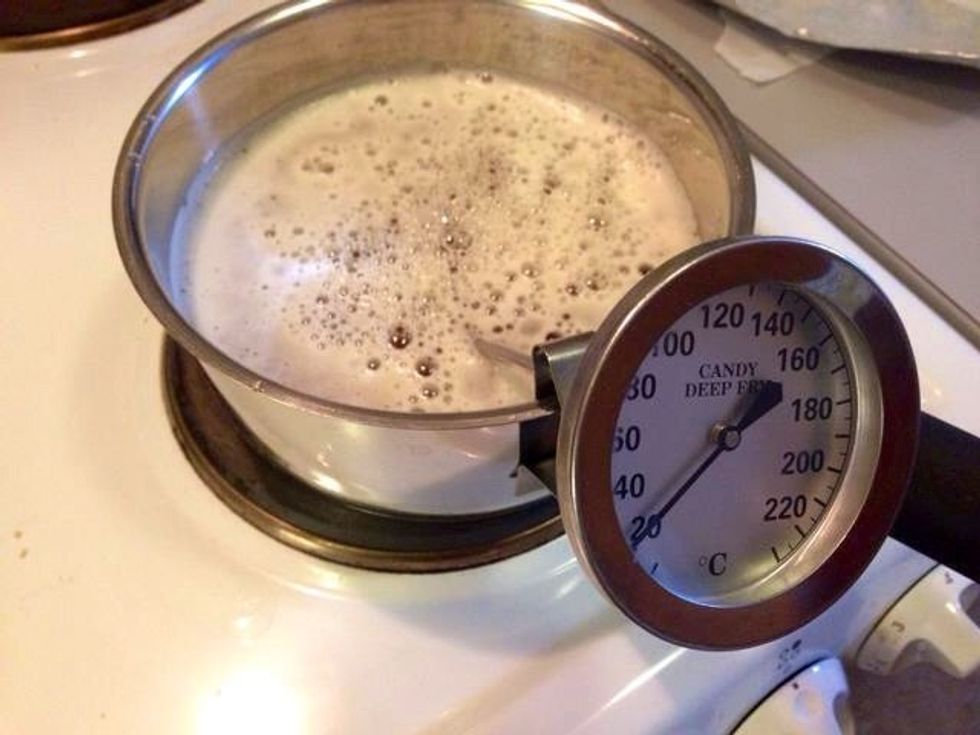 Heat up water & beer to 37 C.