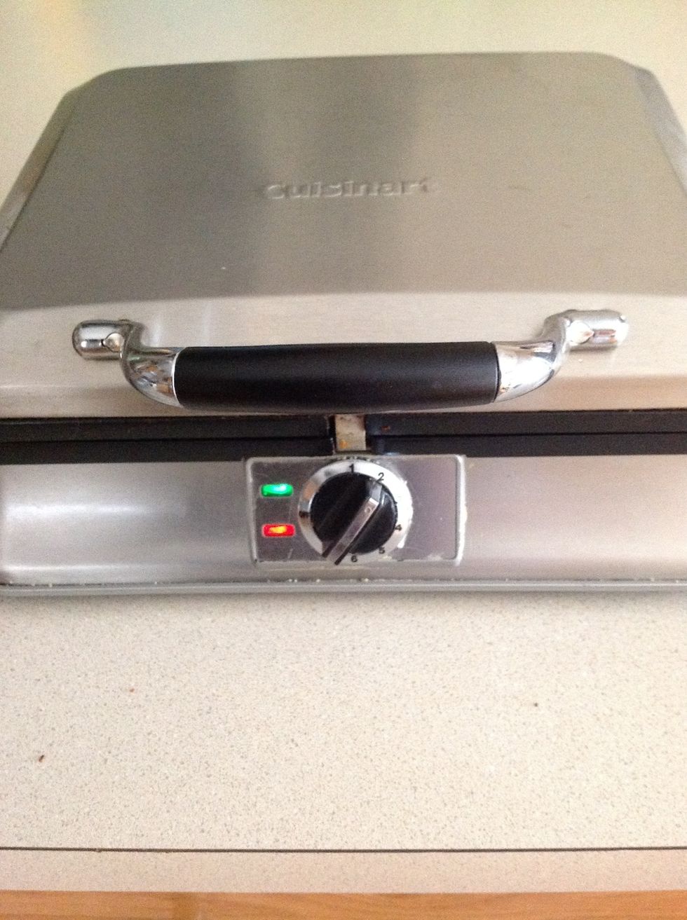 Heat up your waffle maker to a low setting (I use setting 2 on my Cuisinart).