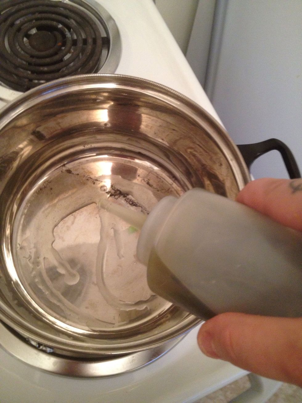 Heat vegetable oil.