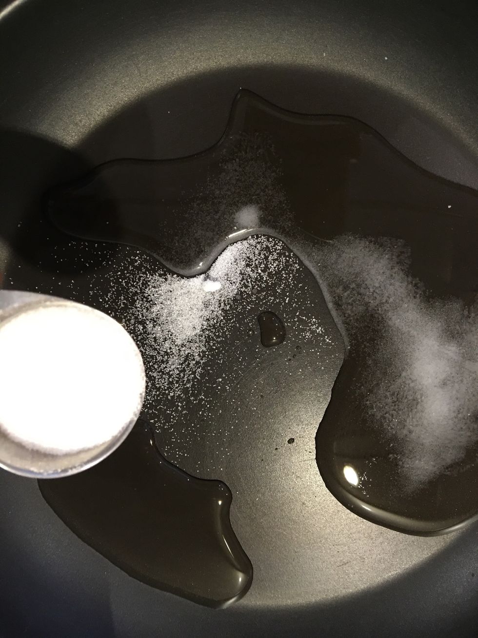 Heat Water and sugar untill sugar melts and the water is simmering