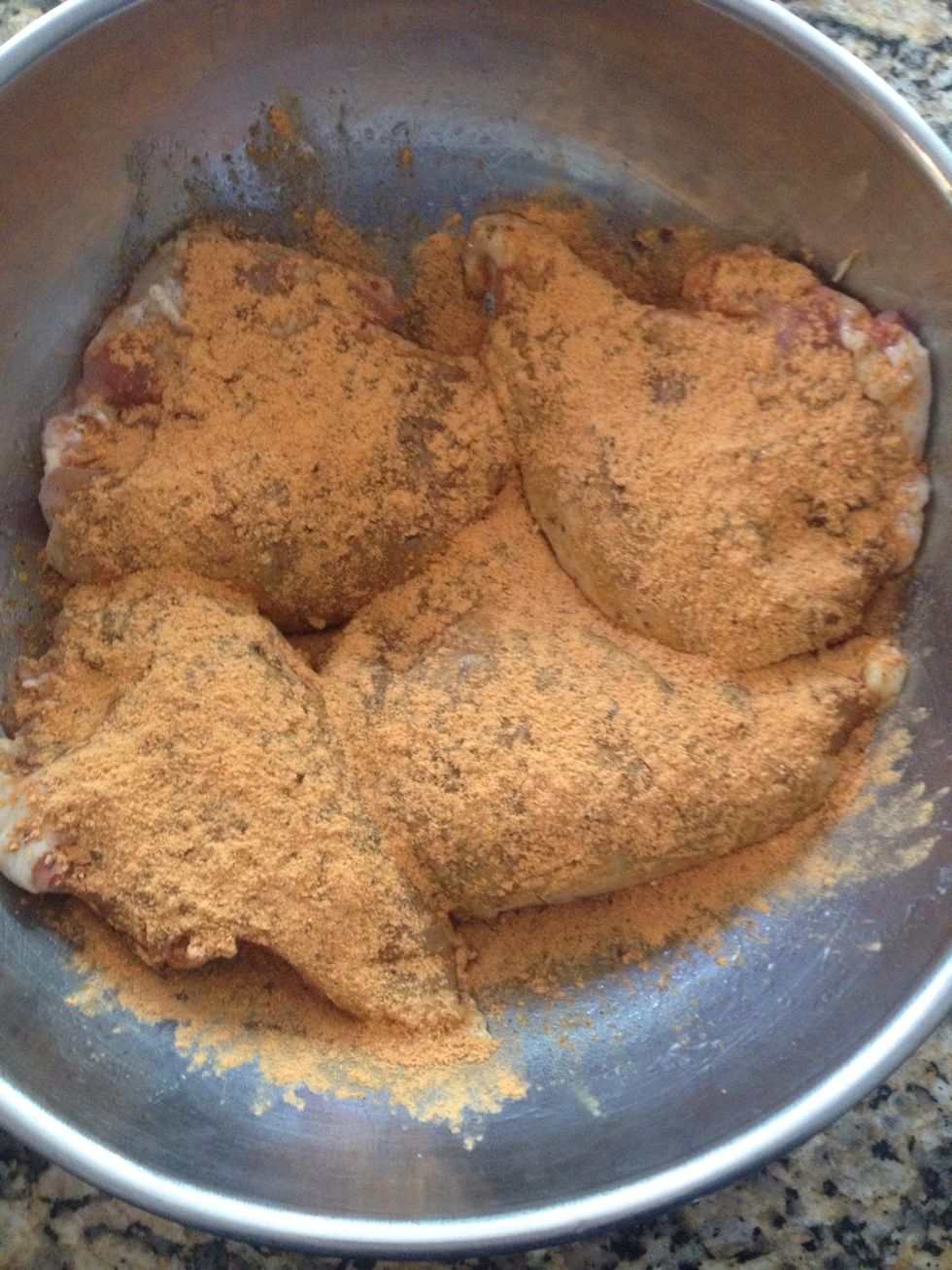 Heavy hand with the chicken and rub seasoning