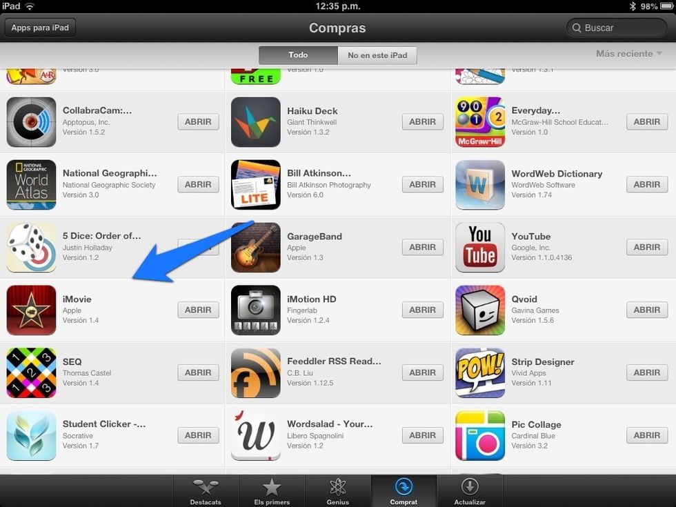 Hem de tenir descarregada l'aplicaci\u00f3 iMovie