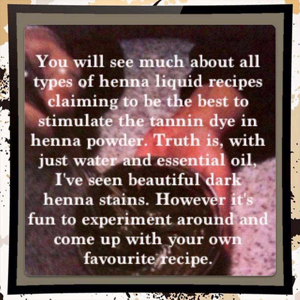 Henna Mehndi Tips: There are many types of essential oils to use to enhance the dye release in the henna powder. Tea tree and lavender oil, cajeput, clove, eucalyptus oil are popular also.