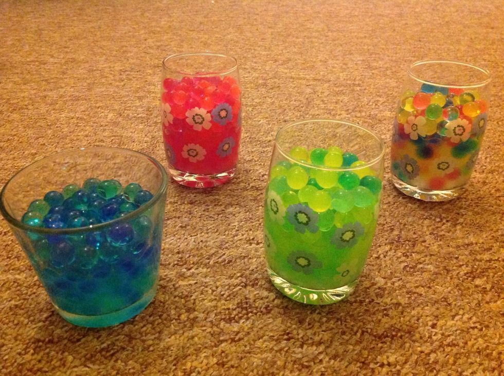 Here are a few other colour combinations. I think they look rather lovely. Each of them should last a couple of months as long as a bit of oil-water solution is added every 3-4 weeks.