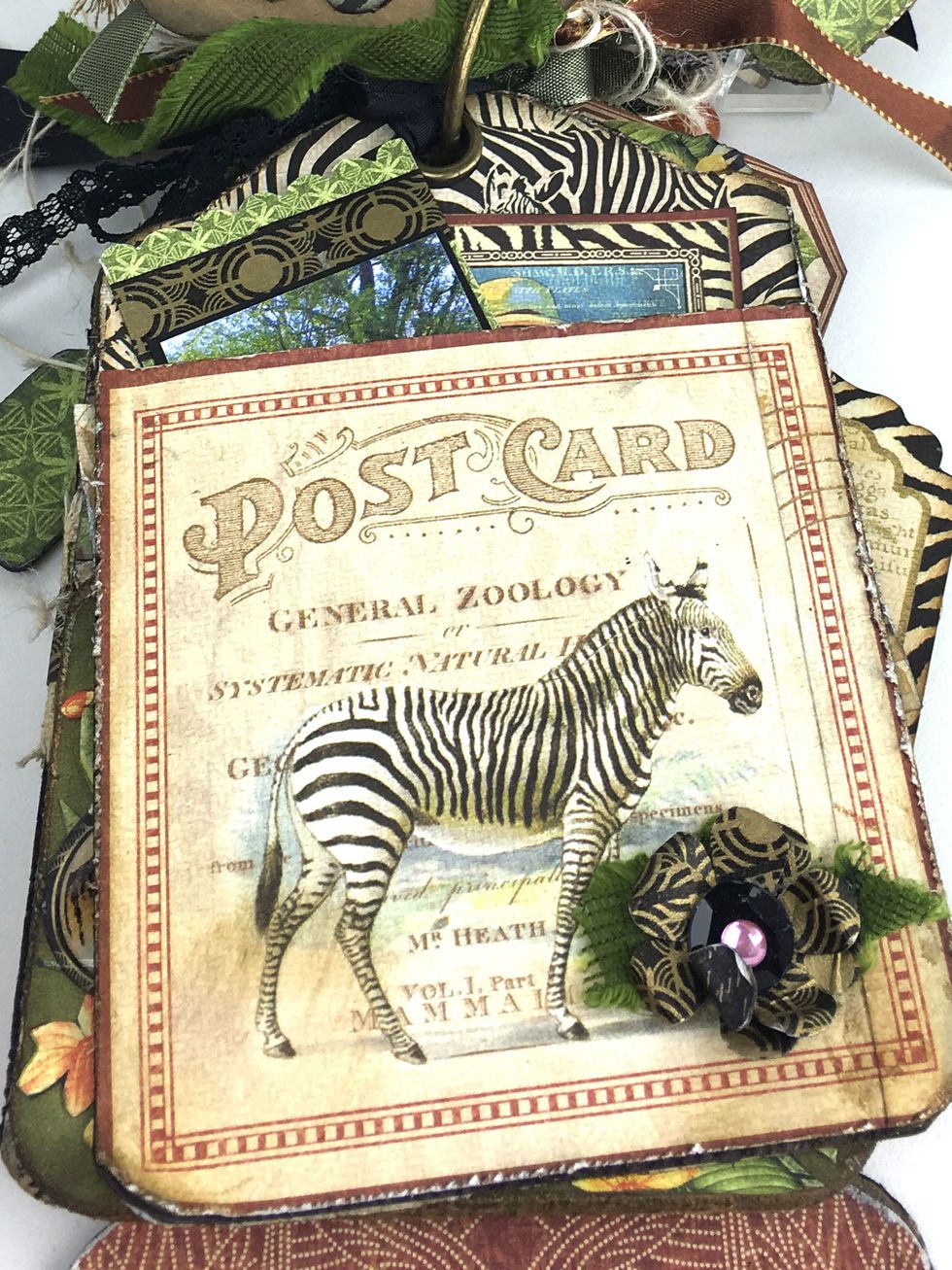 Here are a few photos of my finished tag pages.