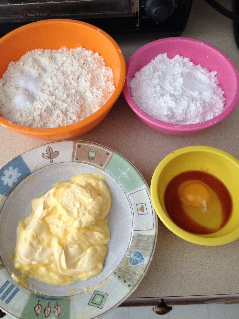 Here are all of the ingredients. Partially melt butter in the microwave