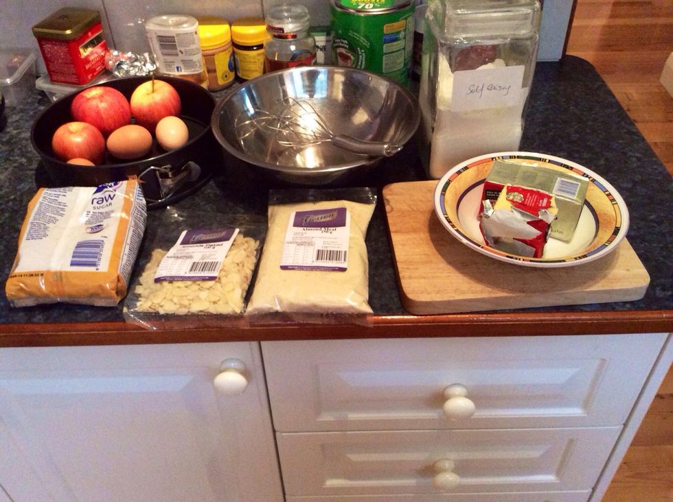 Here are all the ingredients and equipment set out (apart from the mix-master).