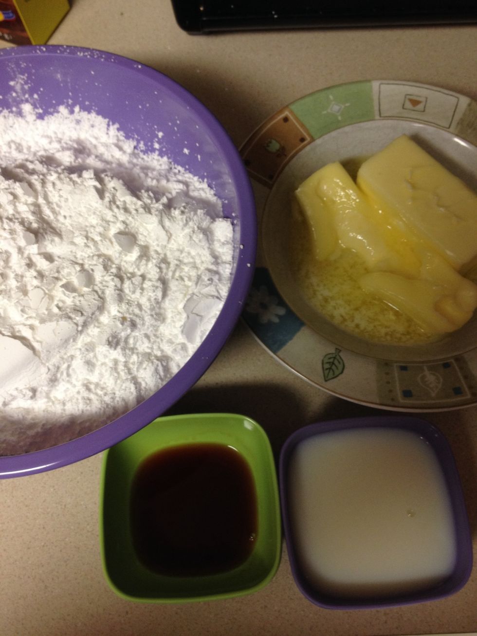 Here are all the ingredients for the buttercream