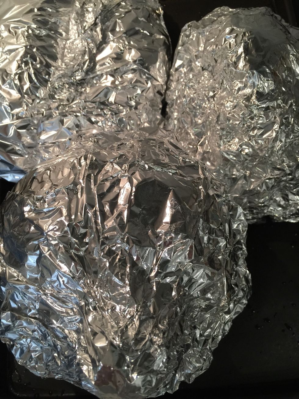 Here are all the ingredients wrapped in foil.