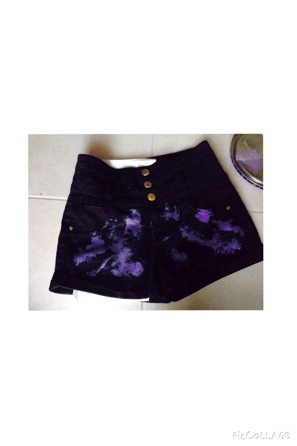 Here are examples of where I dabbed on the purple fabric paint.