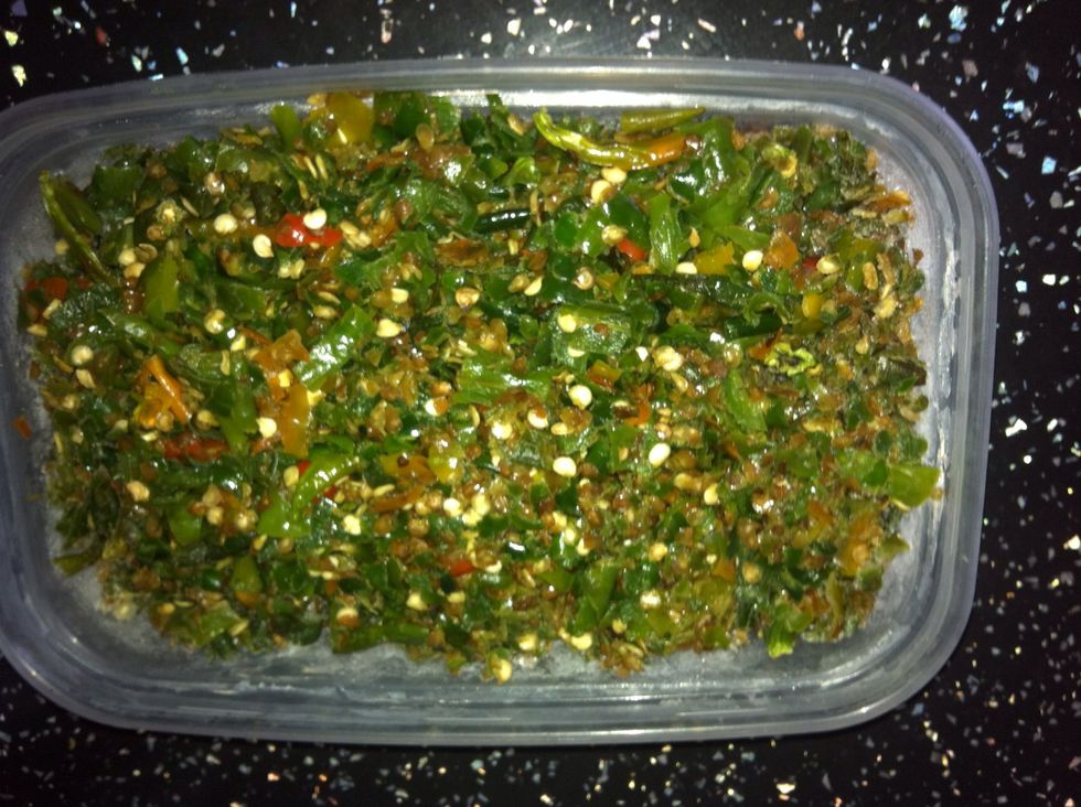 Here are my Pre-Chopped Chilli, add as much as you want... I usually freeze them ready for use.... (this is when I remembered about the chilli so I just popped some in the Bag)....