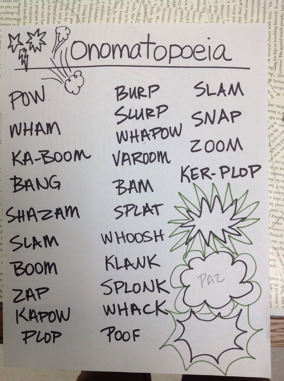 Here are some ideas for onomatopoeias, but you can make up your own;)
