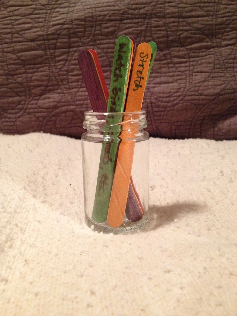 Here are ten sticks in a jar in which capers came.